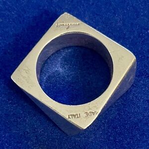 Ferragamo Square Silver Ring size7
